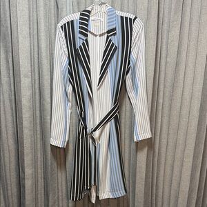 Striped Blazer Jacket Trench Coat.